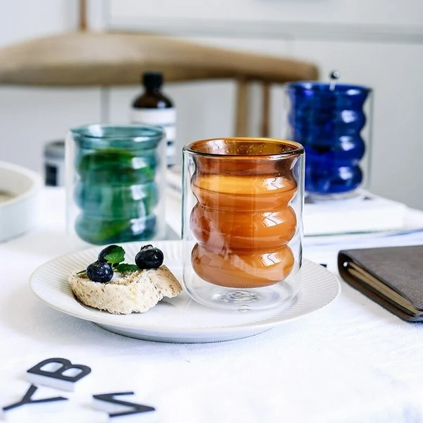 Convenient Double Wall Spiral Glass Coffee Cups Exceptional