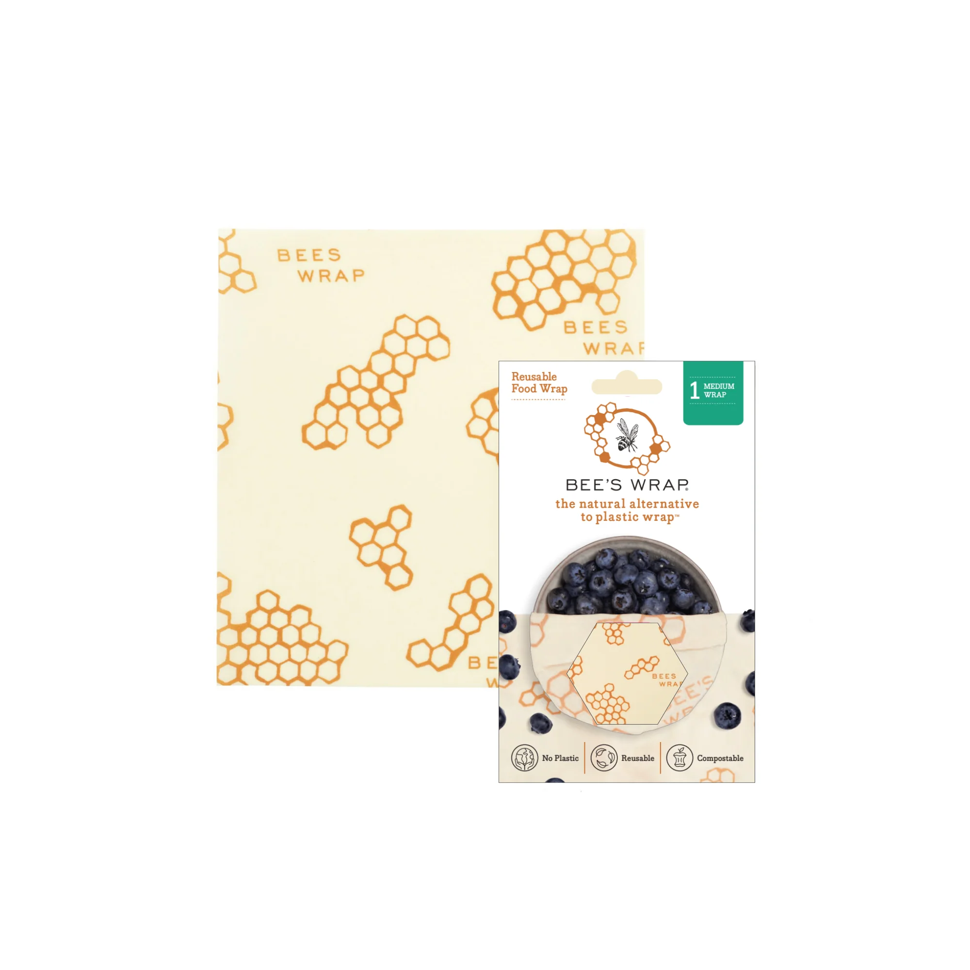 Certified Bee's Wrap Beeswax Wrap for Food - Medium Fine