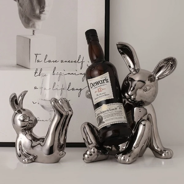 Detailed Silver Rabbit Decorative Figurines Exclusive