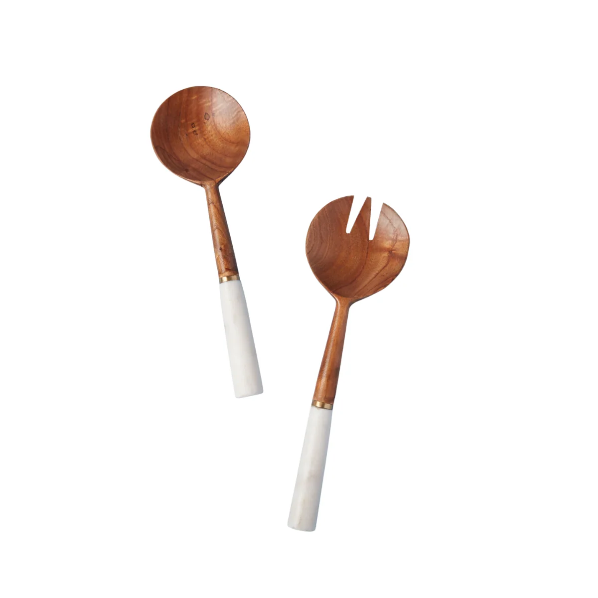 Refined White Marble Wood with Gold Band Serving Set Verified