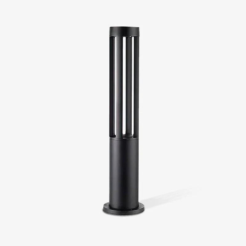 Traditional Black Cylindrical Garden Outdoor Light with Solar Panel Crafted