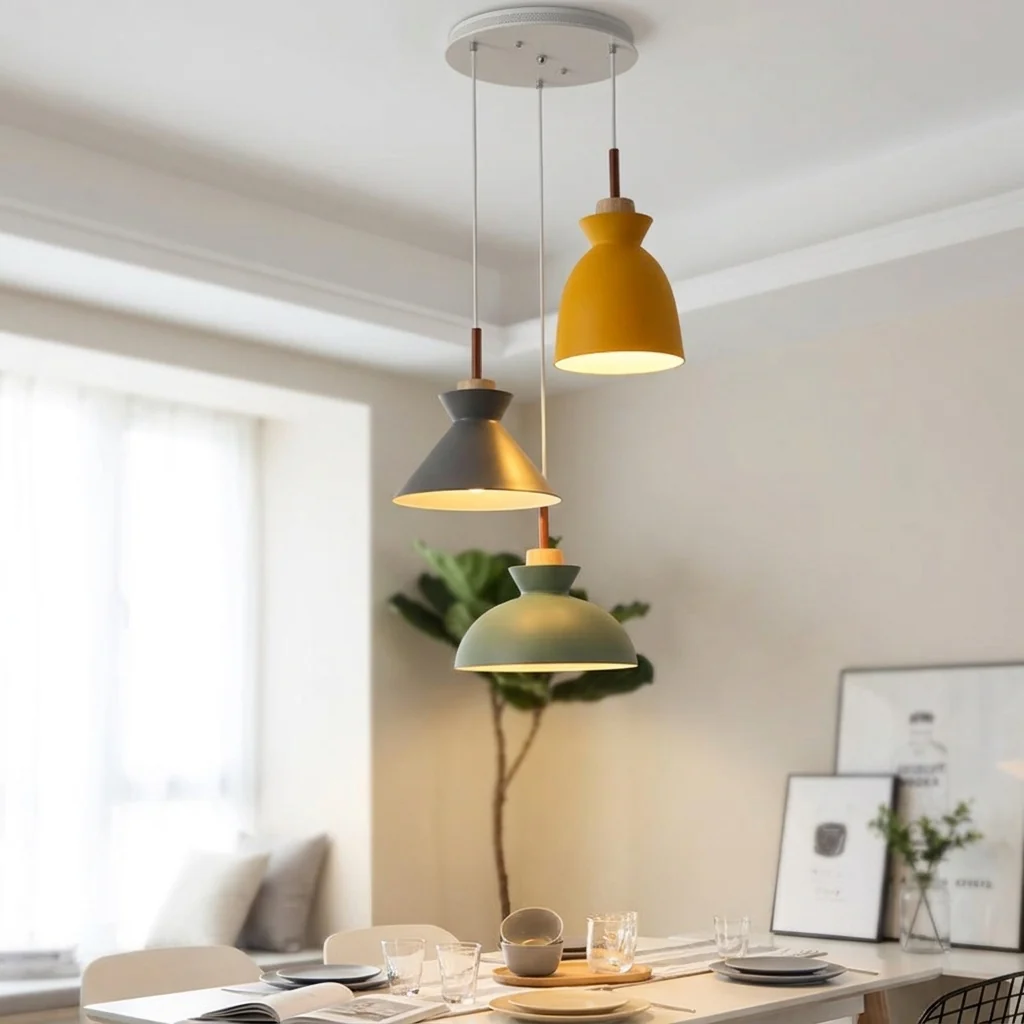 Flexible Solid Wood Pendant Light Macaron Shade Warm Glow Sophisticated
