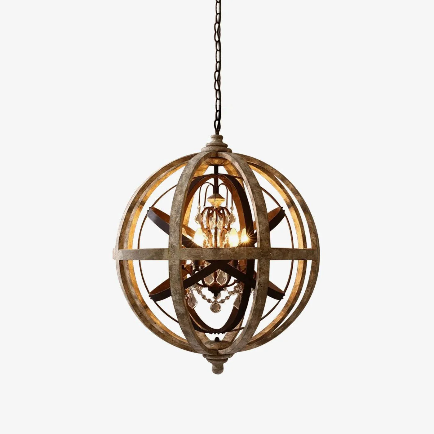 Smart Retro Globe Weathered Chandelier Solid
