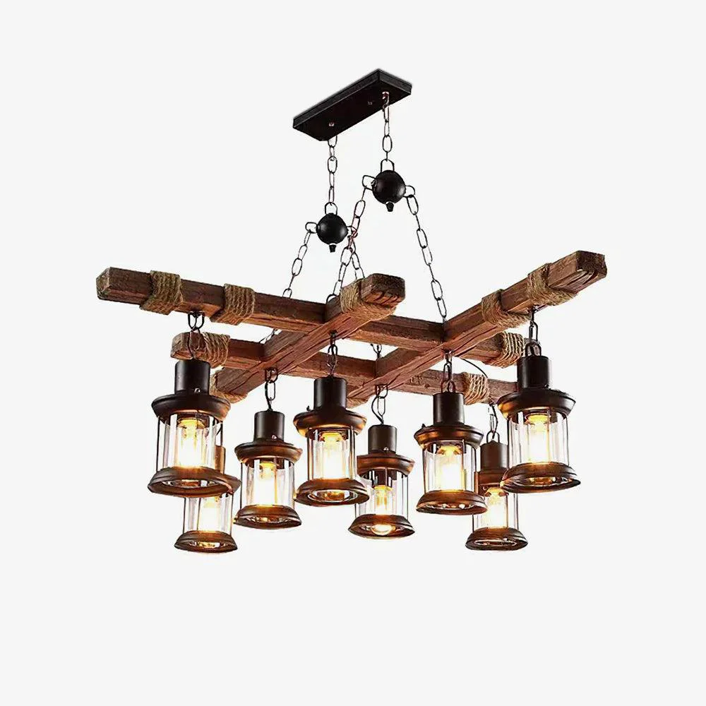 Organic Vintage Wood Glass Chandeliers Durable