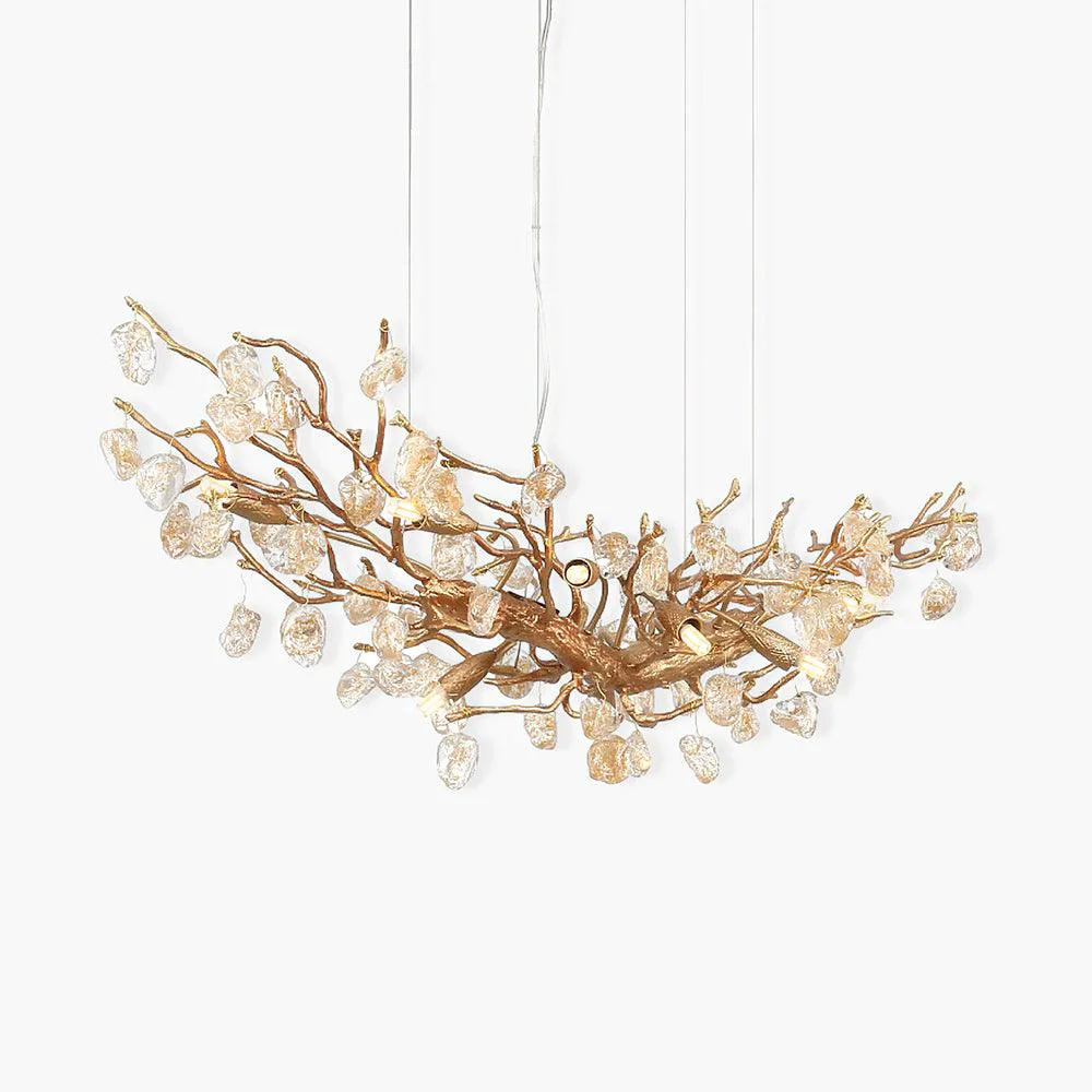 Smart Stone Crystal Brass Chandelier Easy-to-Use