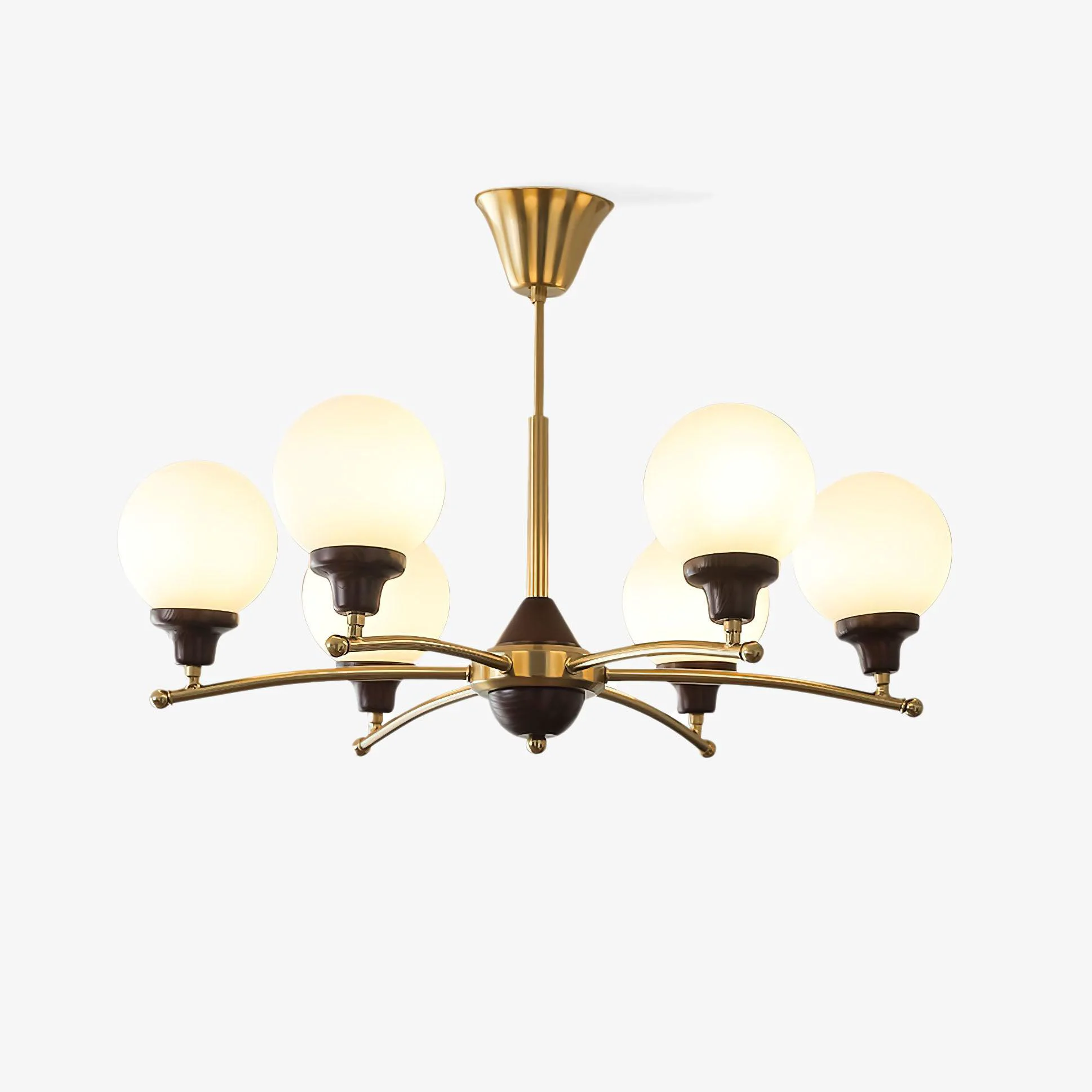 Quality Walnut Glass Ball Chandelier Casual