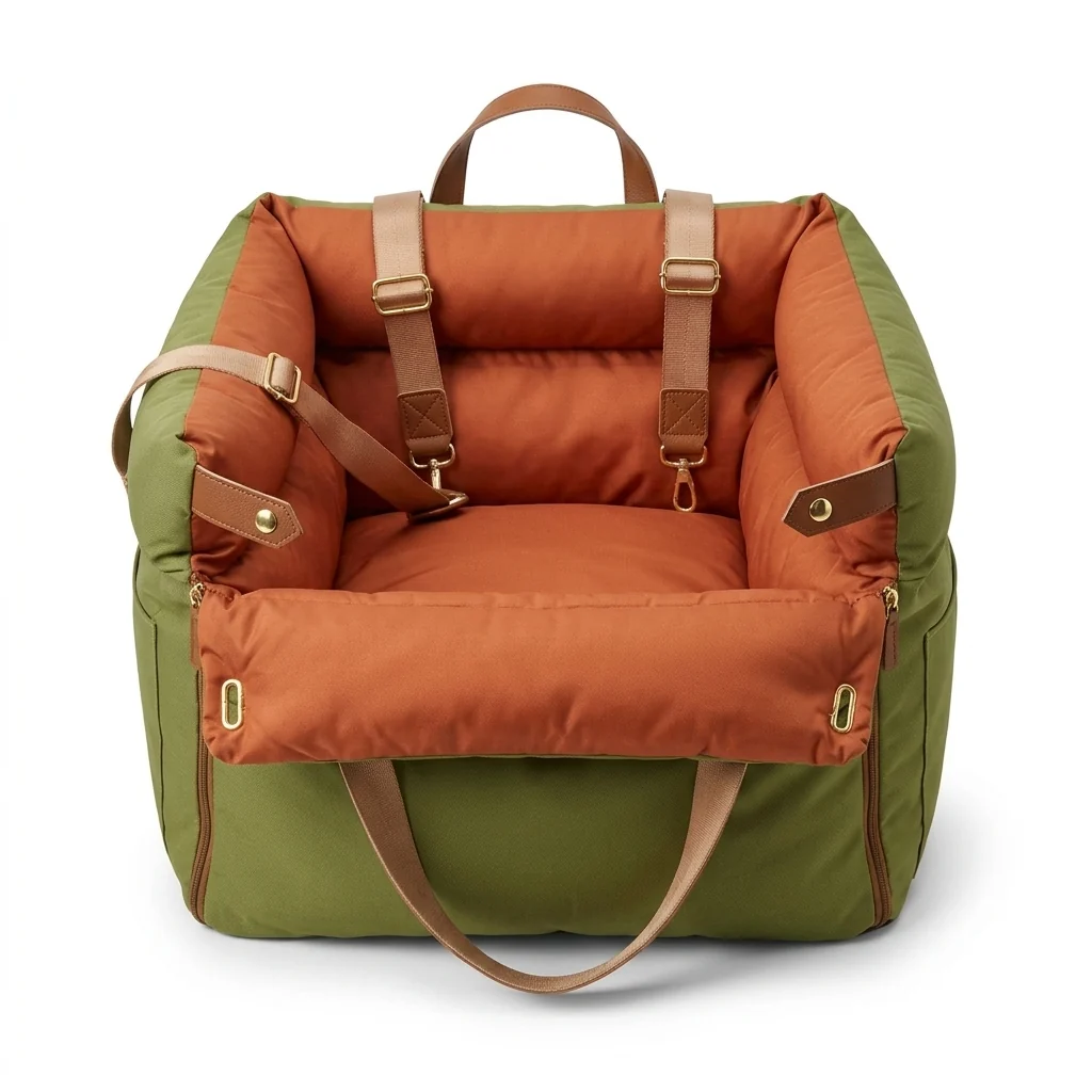 Sophisticated Faux-Leather Dog Car Booster Seat Padded Lifts Pets Contemporary