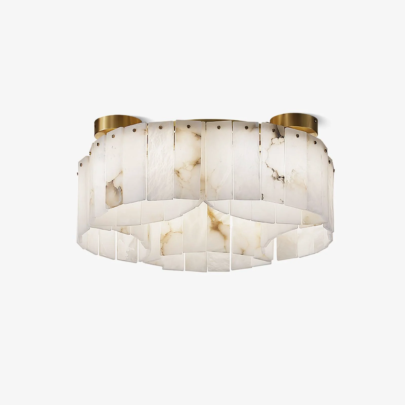 Contemporary Luxe Alabaster Brass Ceiling Lamp Optimized