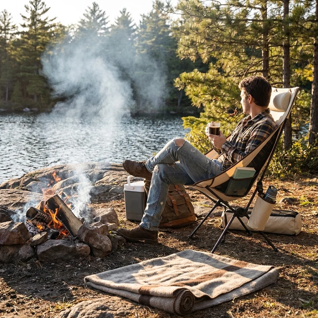Effective Folding Camping Chair with Headrest Lightweight Alu Fashionable