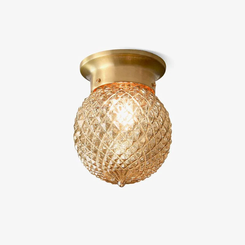 Unique Reeded Globe Flush Ceiling Light Enhanced