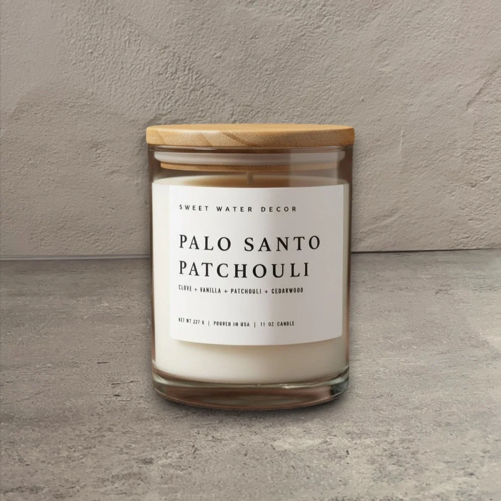 Natural Palo Santo Patchouli 11 oz Soy Candle Breathable