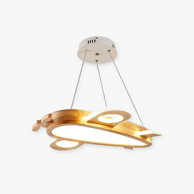 Specialty Minori Modern Natural Creative DIY Children Airplane Shape Acrylic Pendant Light Wood Safe