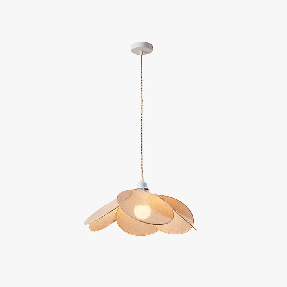 Powerful Renée Minimalist Fabric Flower Pendant Light Orange Brown Beige Safe