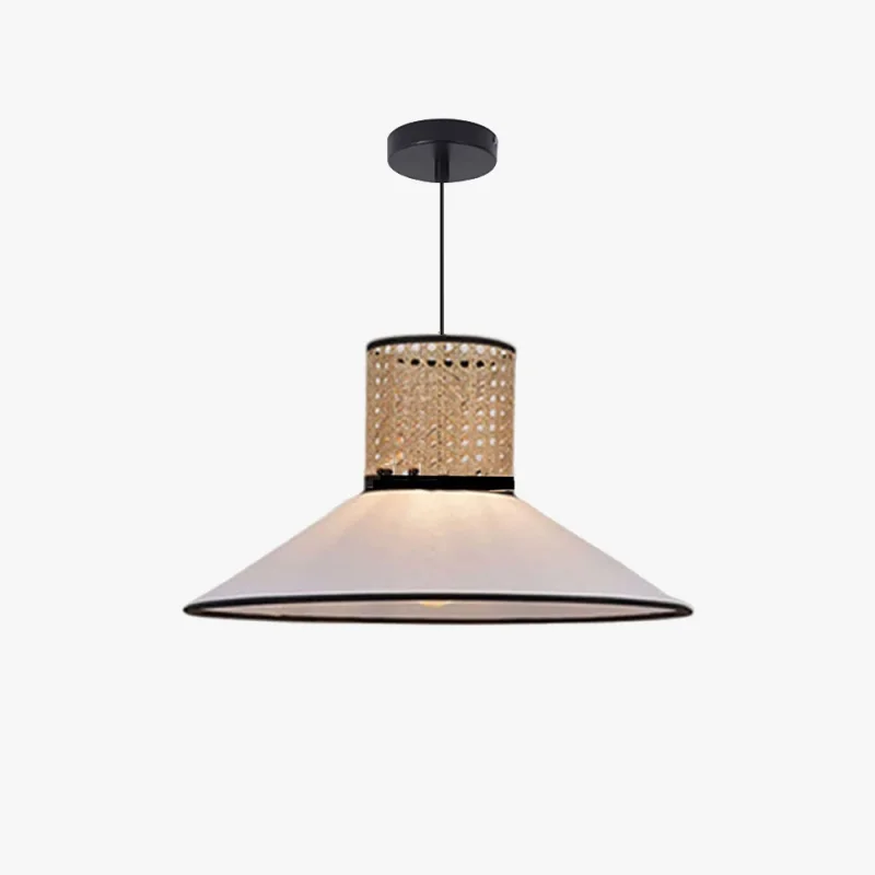 Environmentally Friendly Ritta Modern Rattan FabricPendant Light White Genuine