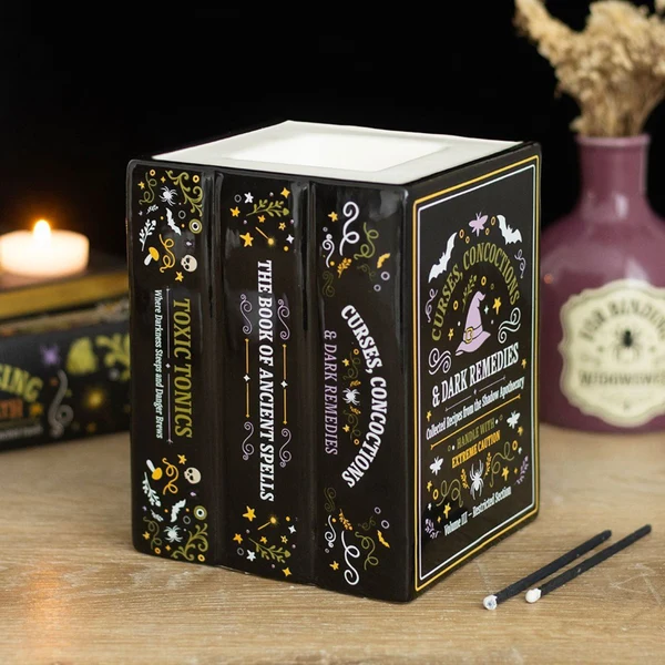 Fine Witches Apothecary Book Stack Tealight Warmer Functional