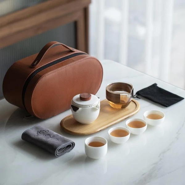 Enhanced Portable Travel Tea with Leather Case Unique