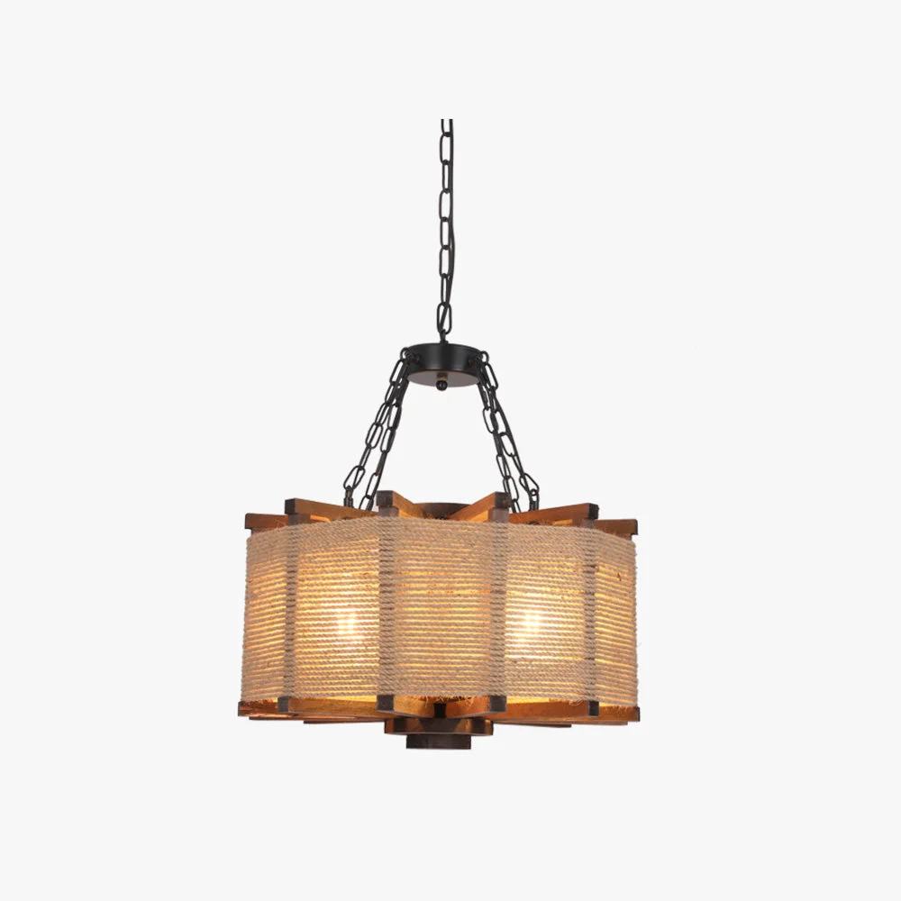 Functional Austin Retro Cylindrical Metal Wood Pendant Light User-Friendly