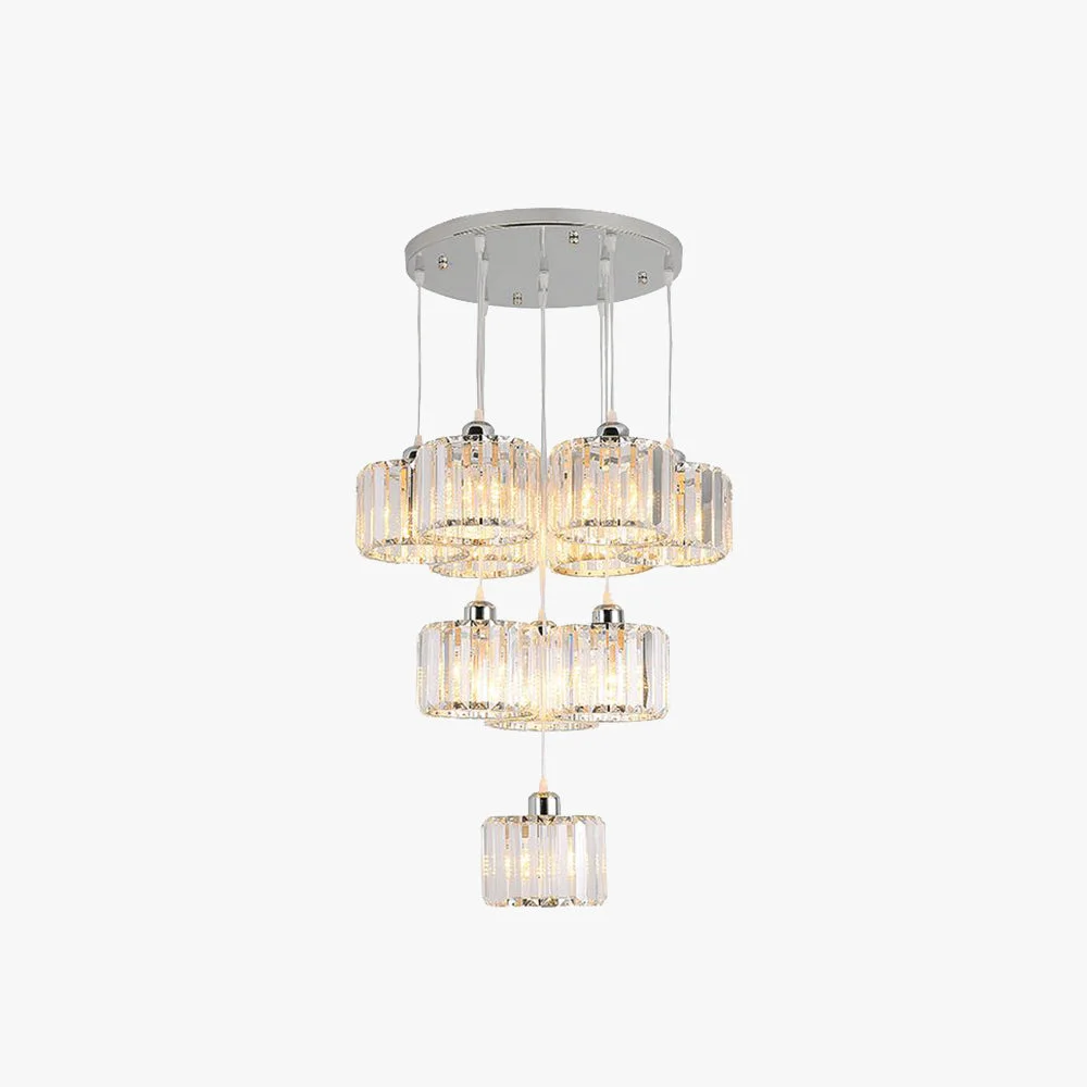 Convenient Hailie Modern Column Crystal Pendant Light Clear Stairs Dining Room Original
