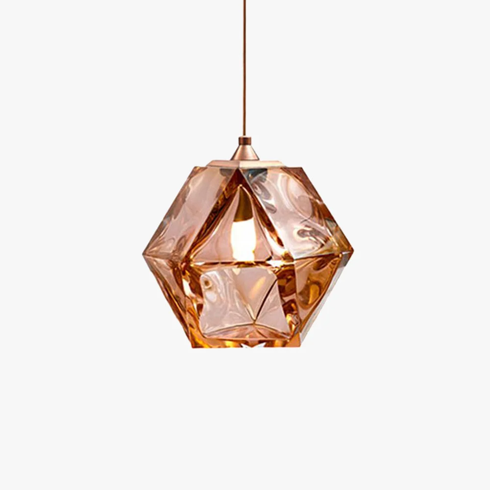Casual Hailie Modern Glass Multi Polygonal Pendant Light White Smoke Gray Rose Gold Clean