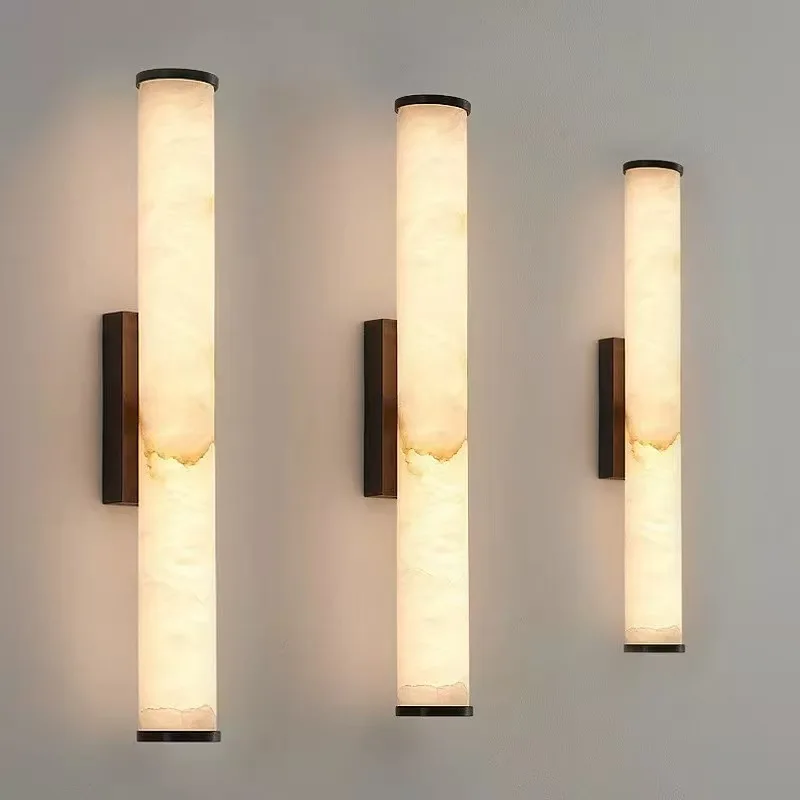 Breathable Pact Copper Marble Wall Lamp – Modern Stone Sconce for Bedroom Hallway Dining Room Refined