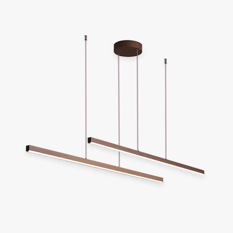 Easy-to-Use Edge Modern Minimalist Double-Linear Metal Pendant Light Brown High-End