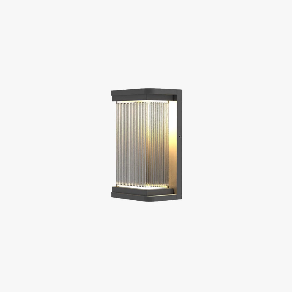 Healthy Orr Minimalist Rectangular Glass Outdoor Wall Lamp Black