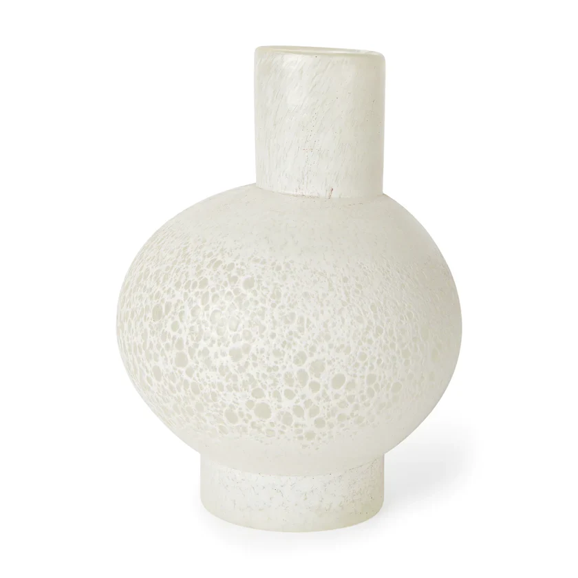 Fine Heket Short White Glass Vase Carefully Designed