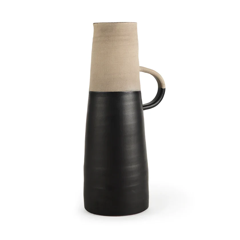 Smooth Garand Large 18.8H Two-tone Black Natural Ceramic Jug Premium Material