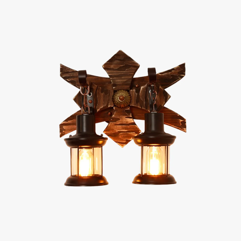 Soft Austin Wall Lamp Decorative Vintage Lantern Double Light Wooden Bedroom Fast