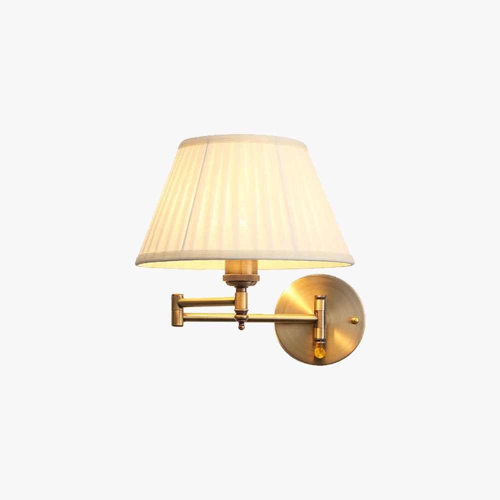 Proven Carins Wall Lamp Vintage Pleated Fabric Adjustable White Beige Bedroom World-Class