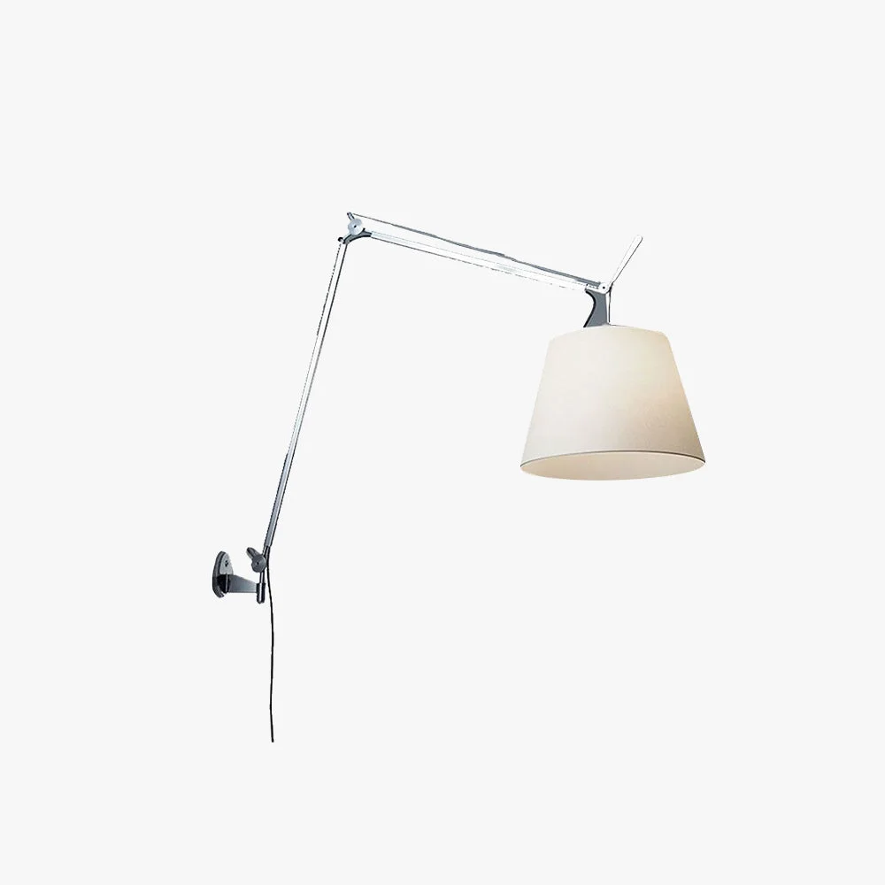 Smart Brady Wall Lamp Dome Modern Metal Fabric Adjustable Silver Living Room Contemporary