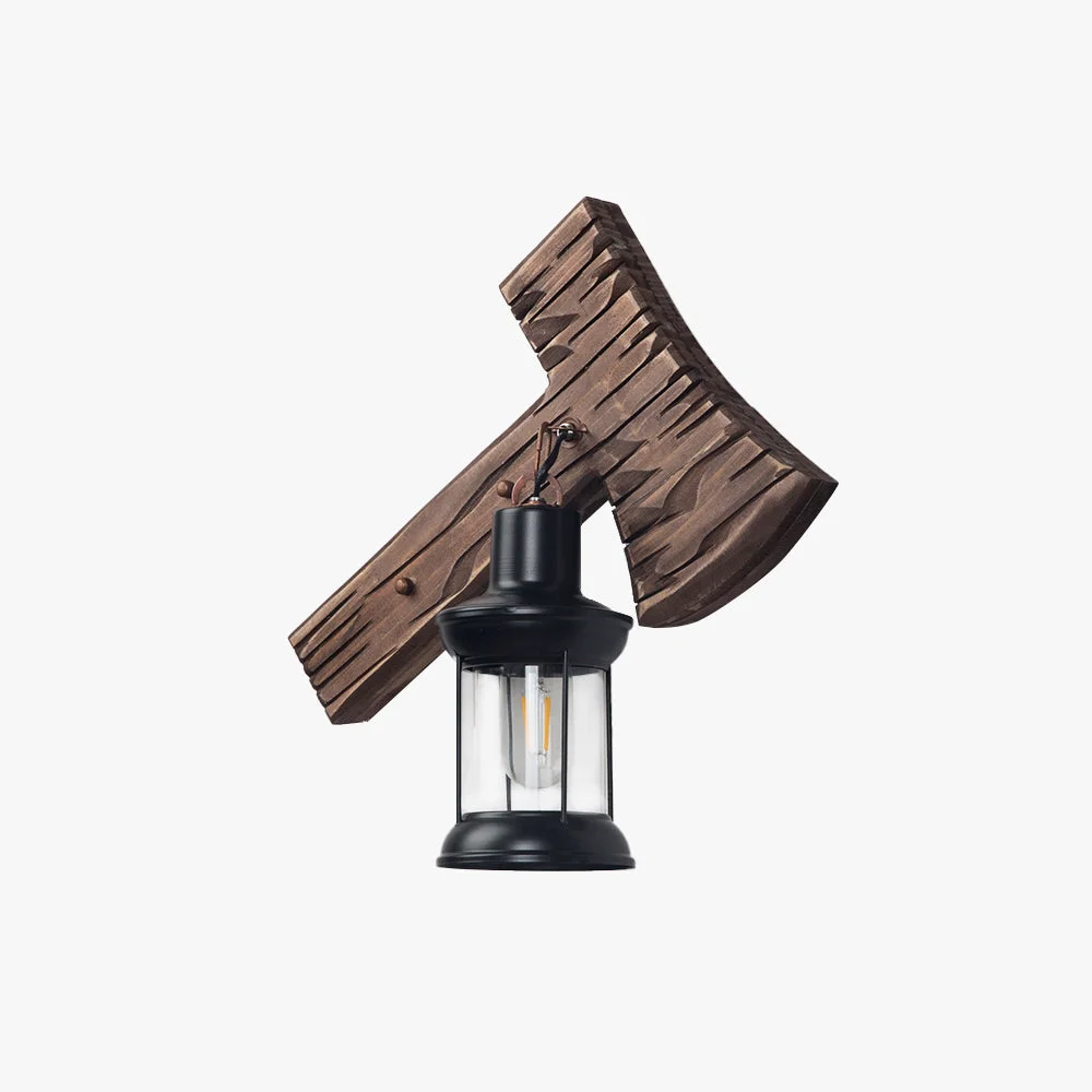 Contemporary Austin Wall Lamp Hammer Shape Vintage Wood Metal Living Room Breathable