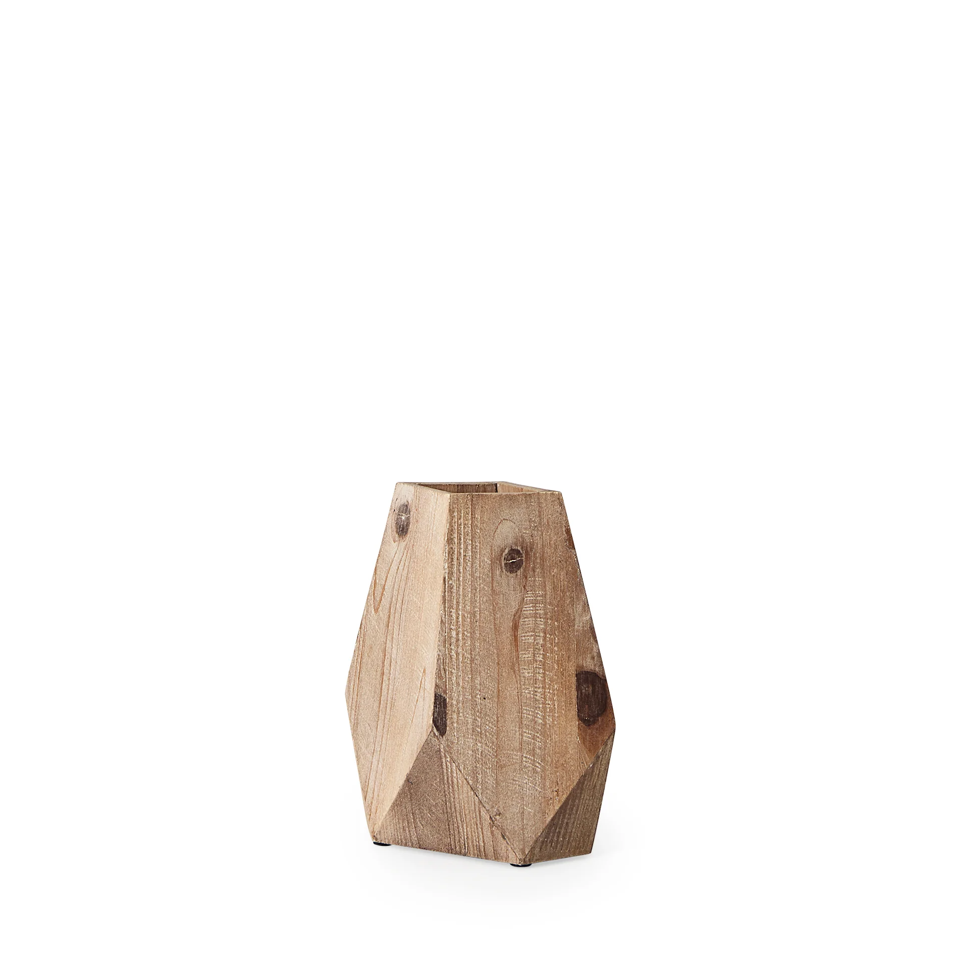 High-Performance Allen IV Short Natural Brown Wood Oval Vase Contemporary