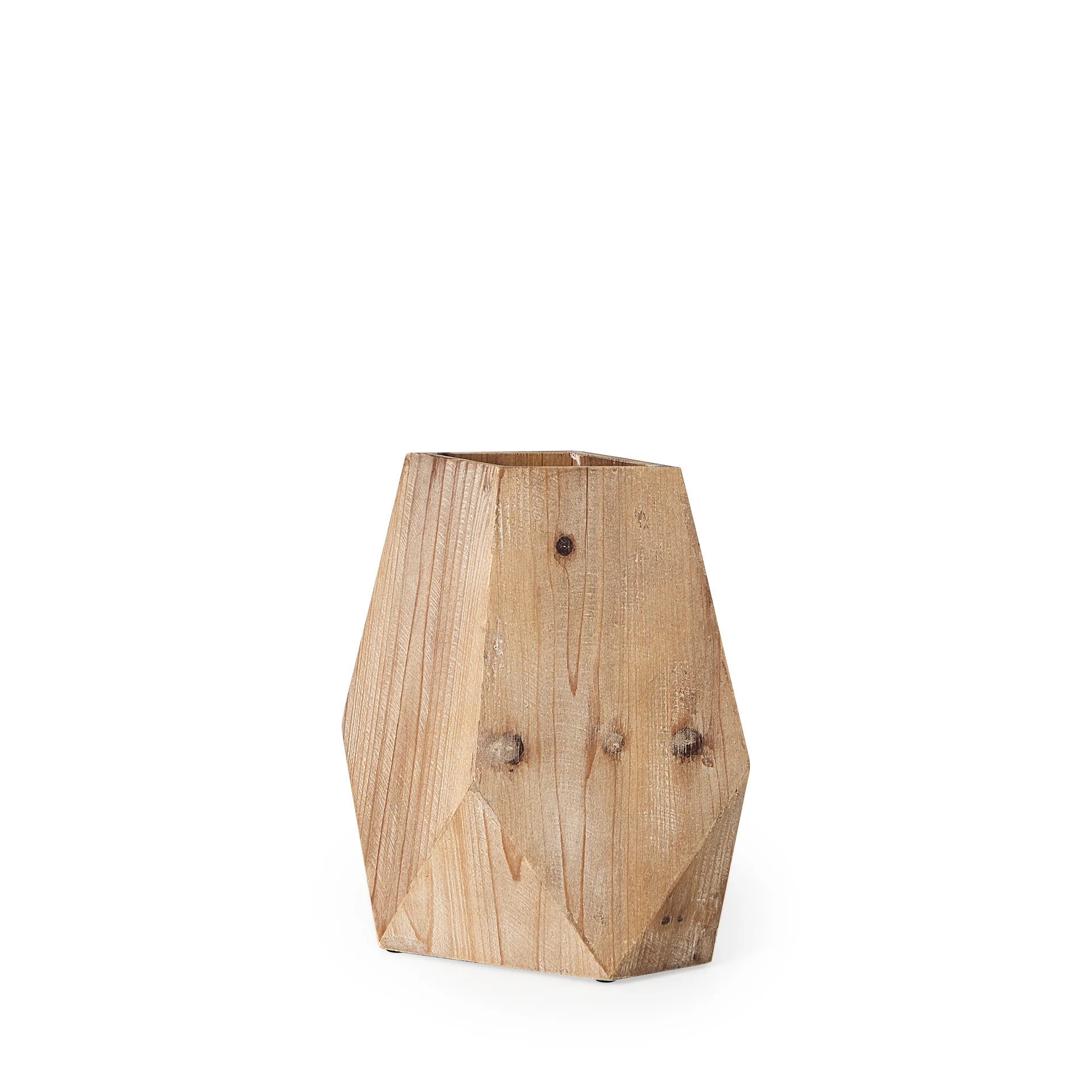 Next-Generation Allen III Tall Natural Wooden Base Oval Vase Premium
