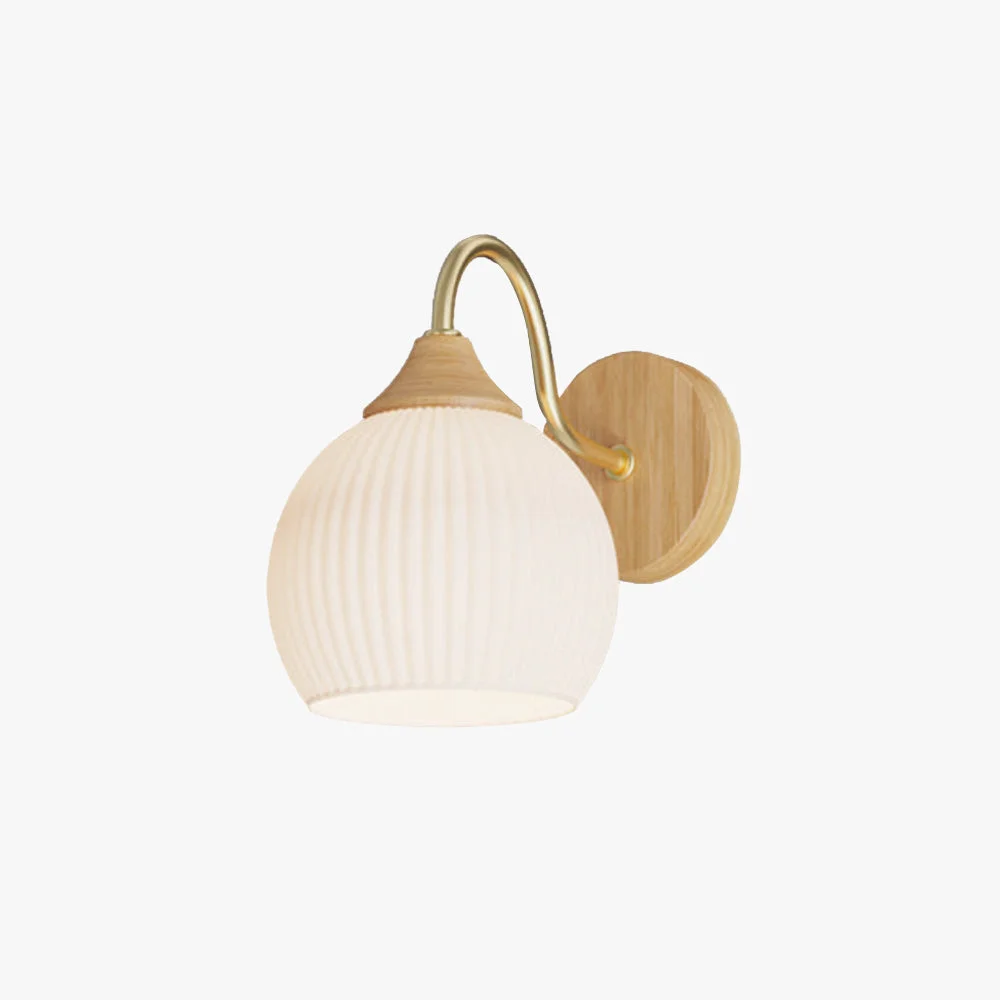 Smooth Ozawa Nordic Minimalist LED Wall Lamp Glass Wood Bedrooms Balcony Premium Material