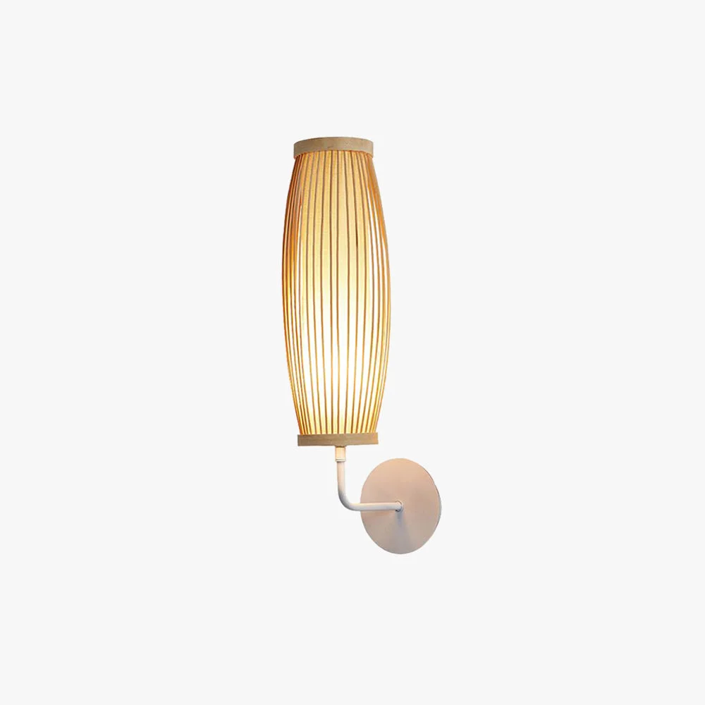 Fine Muto Japanese Cylindrical Rattan Wall Lamp Bamaoo Bedroom Solid