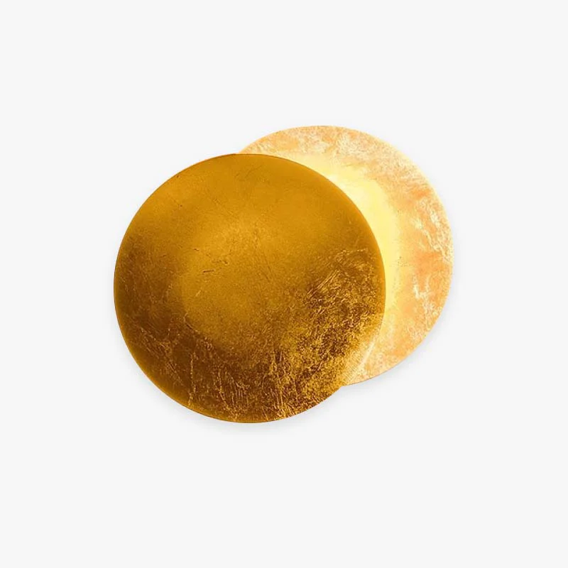 Crafted Elif Modern Minimalist Round Moon Eclipse Metal Wall Lamp Red Bronze Gold Organic