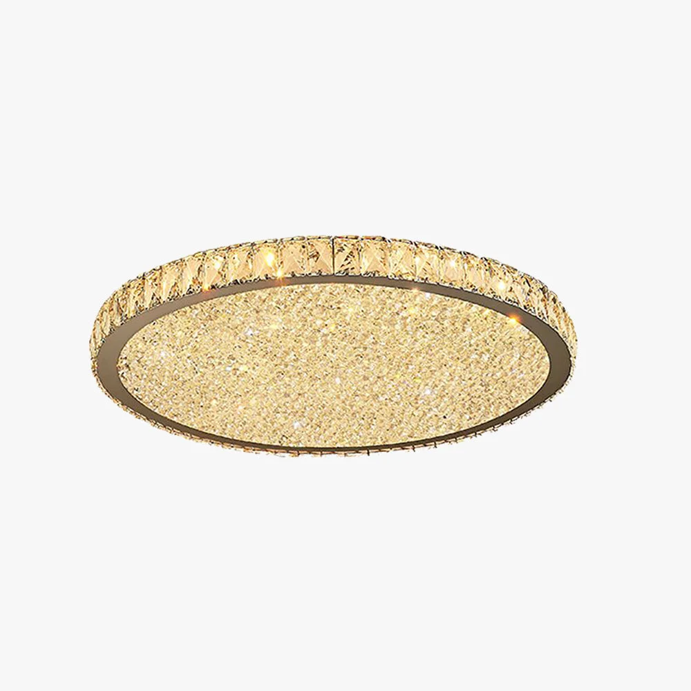 Fine Crafted Kristy Round Flush Mount Ceiling Light Clear Amber Living Room Pure