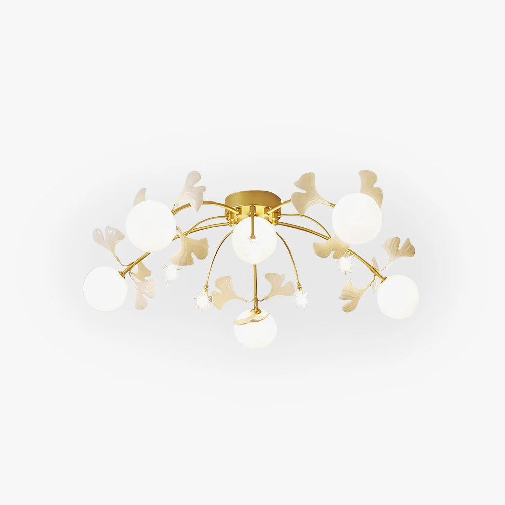 Innovative Ophelia Nordic Multi Globe Metal Ceramic Flush Mount Ceiling Light White Gold World-Class