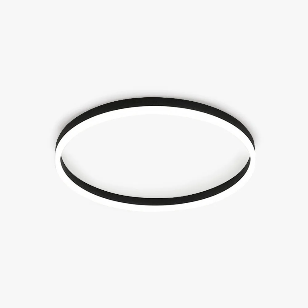 Elegant Quinn Minimalist Ring Hollow Metal Flush Mount Ceiling Light Black First-Class