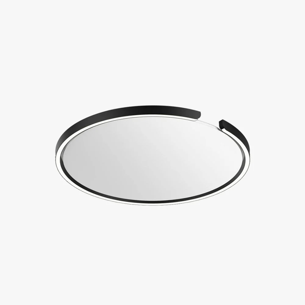 Smooth Edge Modern Ring Metal Flush Mount Ceiling Light Black White Excellent