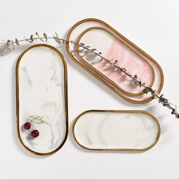 Premium Marble Decorative Tray Organic