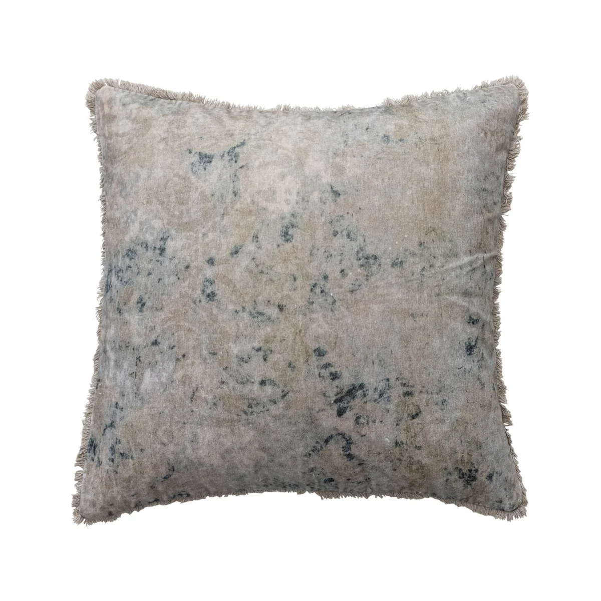 Advanced 24 Square Cotton Velvet Printed Pillow with Design Fringee Eco-Friendly