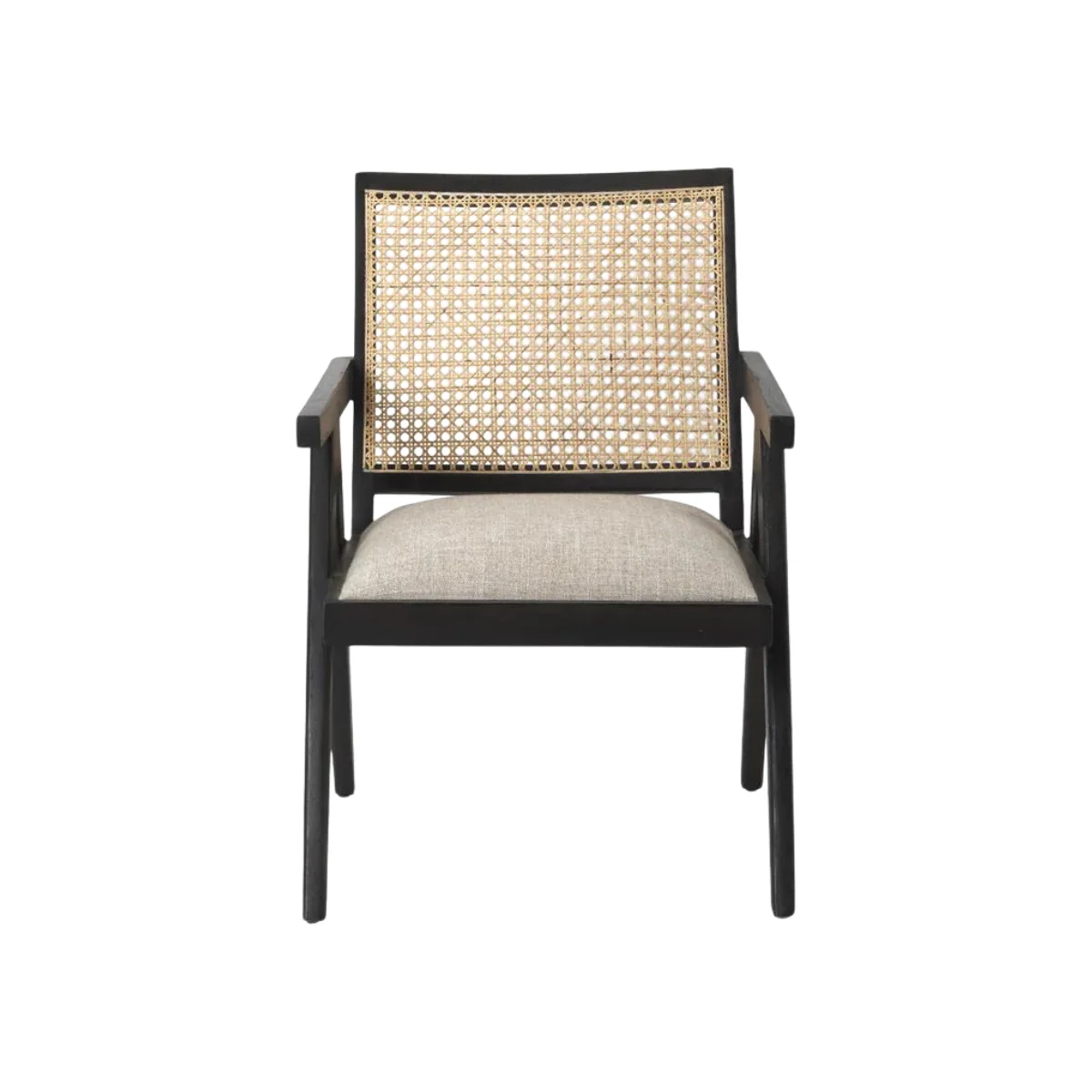 Selected Donna Black Wood Cane-Back w Beige Upholstered Seat Accent Chair Specialty