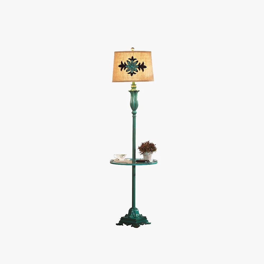 Durable Eryn Floor Lamp Table Vintage Metal Resin Green Living Room Original