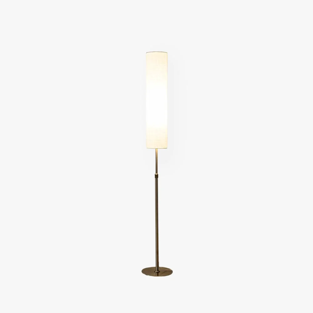 Prestigious Eryn Minimalist Metal and Fabric Cylindrical White Floor Lamp Consistent