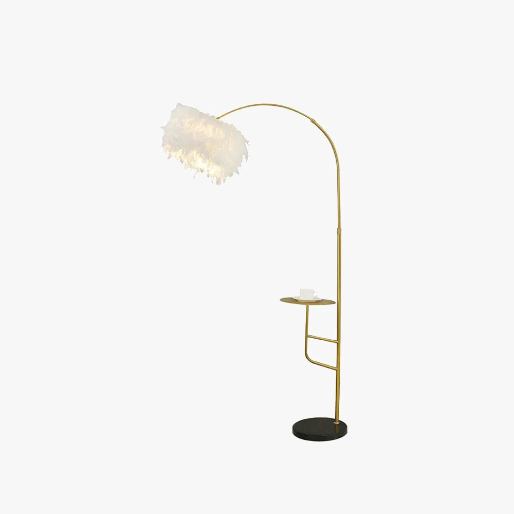 Optimized O'Moore Elegant Arc Metal Feather Floor Lamp With Table High-Performance
