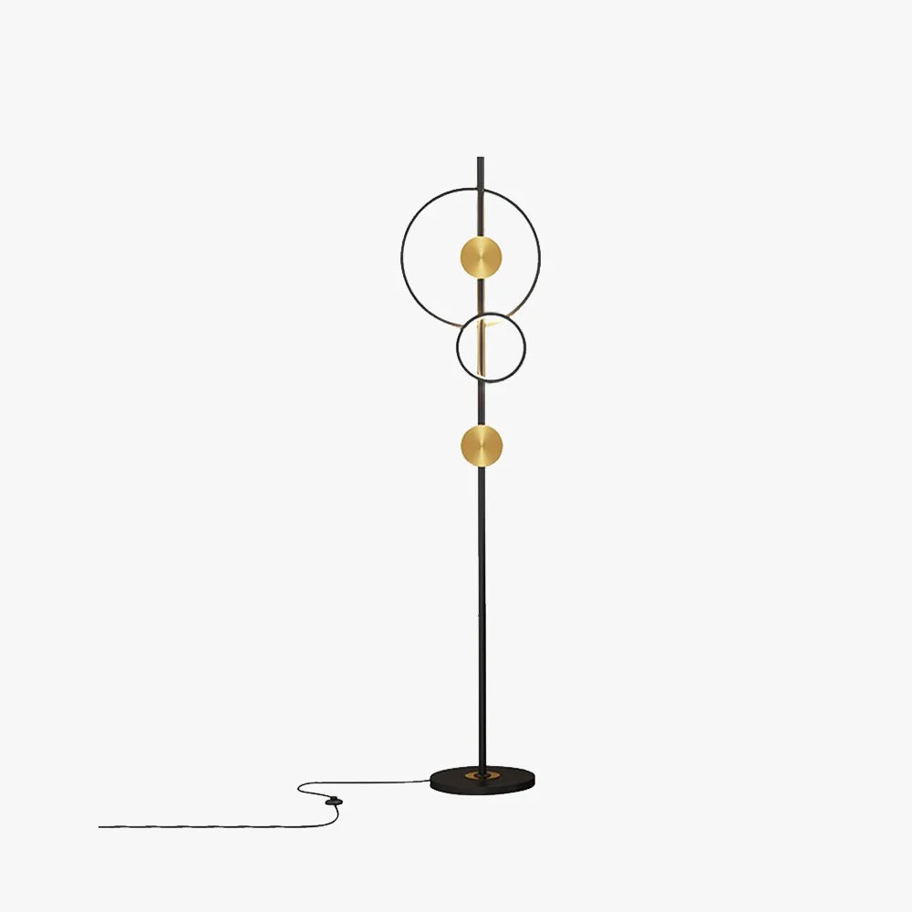 Premium Arisha Modern Ring Design Floor Lamp Black Gold Organic