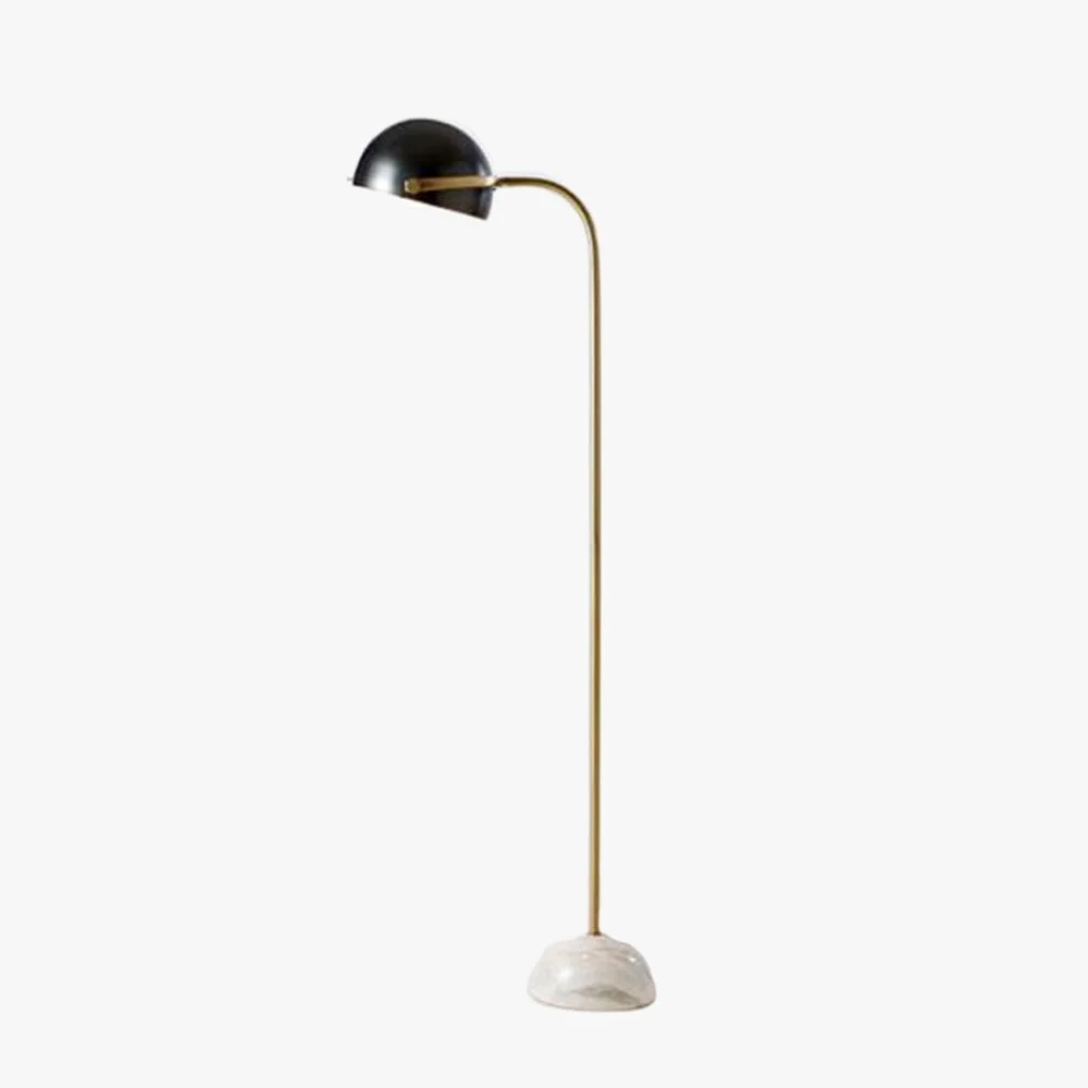 First-Class Eryn Floor Lamp Semi Circular Retro Minimalist Metal Marble Black Bedroom Consistent