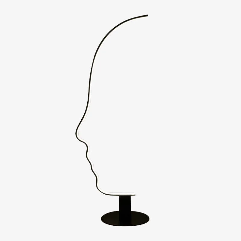 Expertly Made Edge Human Face Profile Modern Arc Floor Lamp Black Metal Silicon Consistent